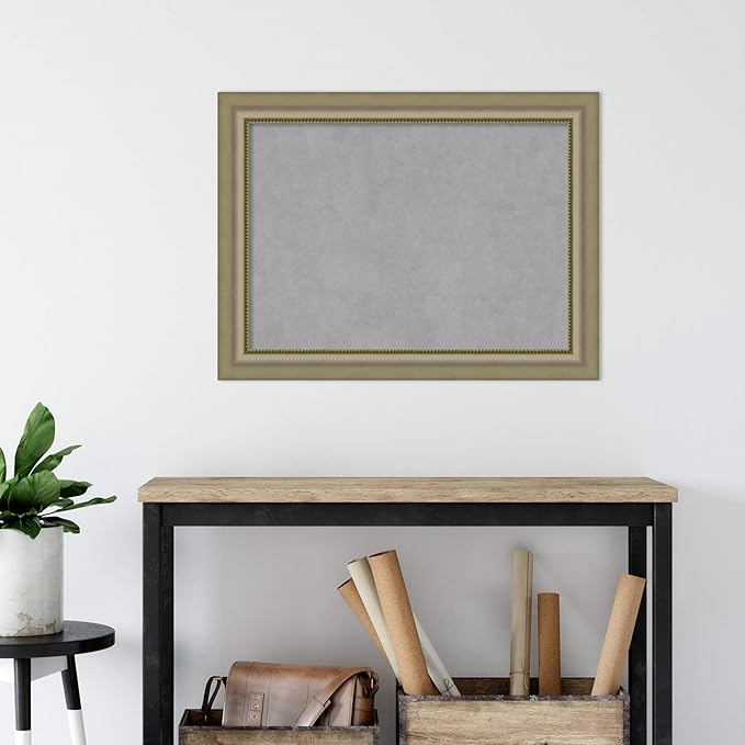 Amanti Art Silver Framed Magnetic Board 25x33 Medium Vision Board for use with Magnets, 100% Metal Sheet to Display Items as Office Decor or for Home Organization in mudroom, Kitchen or Kids Room