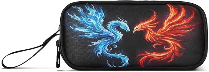 BOENLE Dragon Phoenix Pencil Case Box Boys Girls Large Pencil Pouch with Zipper Compartments Big Capacity Stationery Pen Bag Organizer for Kids Teens Adults School