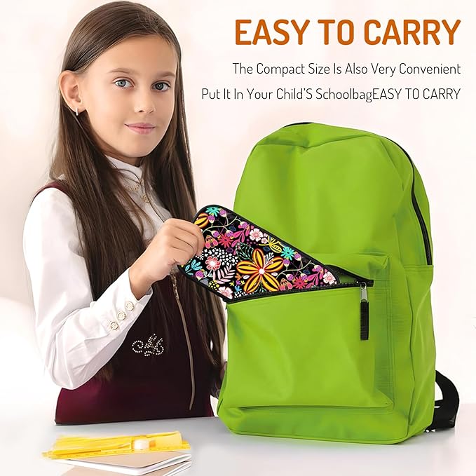 Cute Pencil Case for Girls, Large Girls Pencil Pouch for School Supplies, Portable Floral Pen Bag, Aesthetic Pen Box with Zipper, 2 Compartments Stationary Organizer for Kids Teens Students Adults