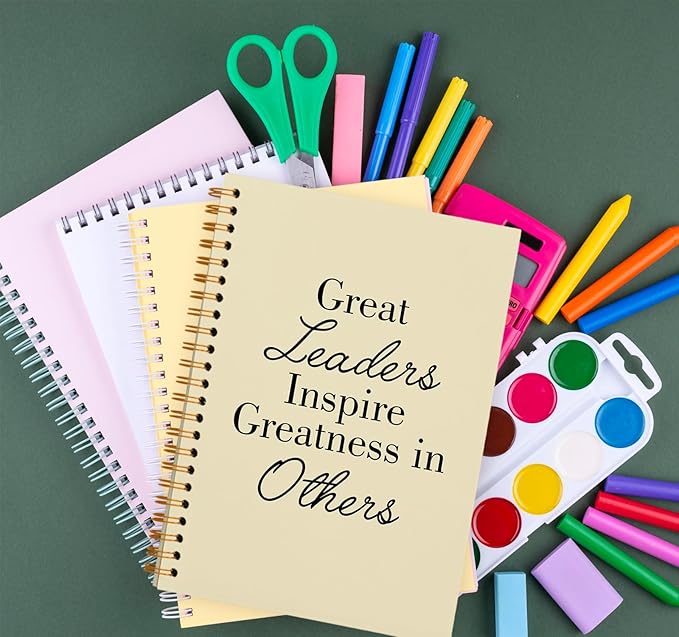OXW Thank You Gifts for Leader, Meeting Notebook for Work, Appreciation Gift for Boss Manager Mentor, Office Supplies Leadership Gifts, Cream College Ruled Hardcover Spiral Notebook 5.5 x 8.3