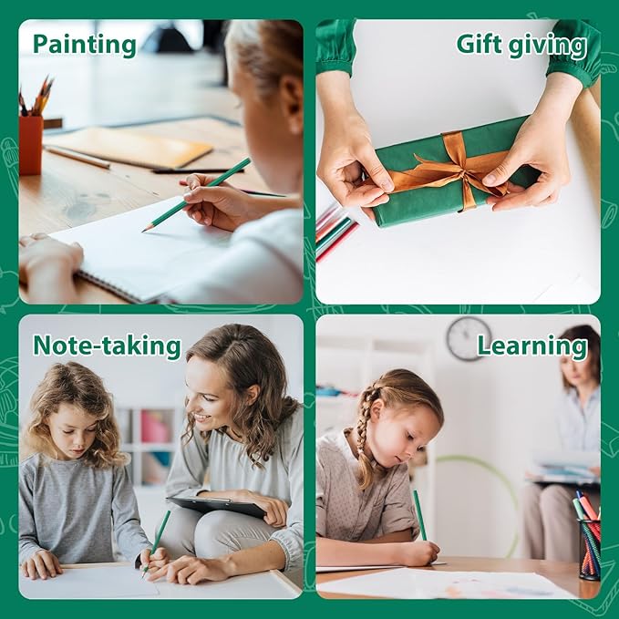 sqzrmdcg 36 PCS Colored Pencils Pre-sharpened Coloring Pencils Set for Kids and Adult, Teachers Essential Classroom Prizes, Back to School Supplies (Green)