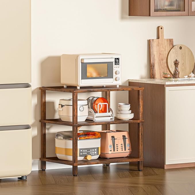 3-Tier AV Media Player Stand, brown Stereo Cabinet, Modern Stereo Cabine,Game Console Shelf,Wooden TV Stand,Multifunctional Entertainment Center, Suitable for Home, Conference Room, Game Studio