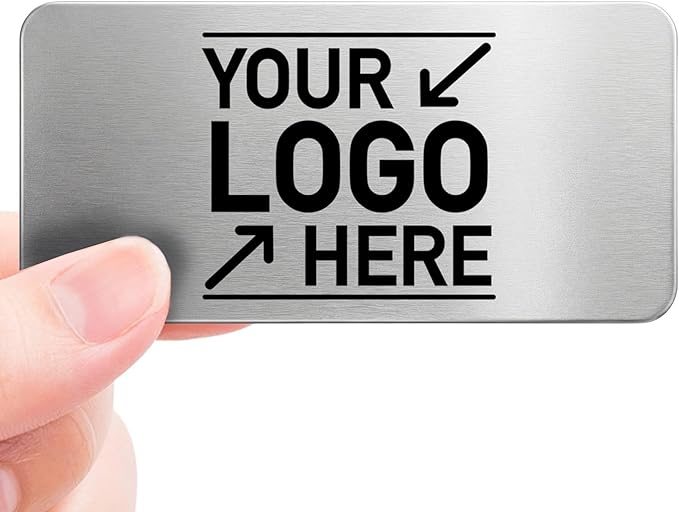 Magnet Me Up Custom Metallic Name Tag Badge - 1.5"x3" Image Only- 20 mil Silver Aluminum, Personalized Logo & Name, Full Color, Customizable Identification Label for Business & Employee, Made in USA