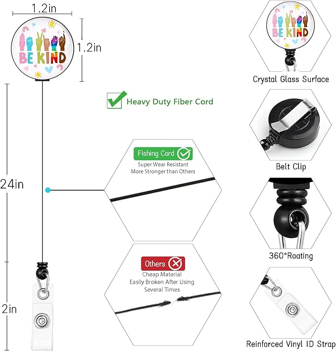 ID Badge Holder with Lanyard, Retractable Badge Holders Reels, Breakaway Lanyards Keychain, Cute ID Holders for Women Teacher Nurse Nursing Doctor Student