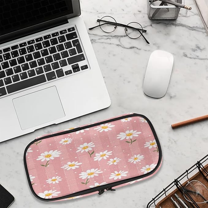 Pardick Flower Daisy Pencil Case,Big Capacity Pencil Pouch Coin Pouch Stationery Organizer For Teen School