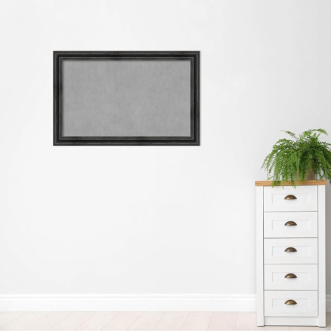 Amanti Art Black Framed Magnetic Board 29x45 Large Vision Board for use with Magnets, 100% Metal Sheet to Display Items as Office Decor or for Home Organization in mudroom, Kitchen or Kids Room