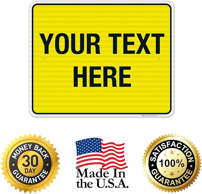 Personalized Custom Yellow Background Customize for Office, Business, Workplace, Home, Airbnb, Delivery Sign, 24x30 Inches, 3M EGP Reflective .080 Aluminum, Fade Resistant, Made in USA by Sigo Signs