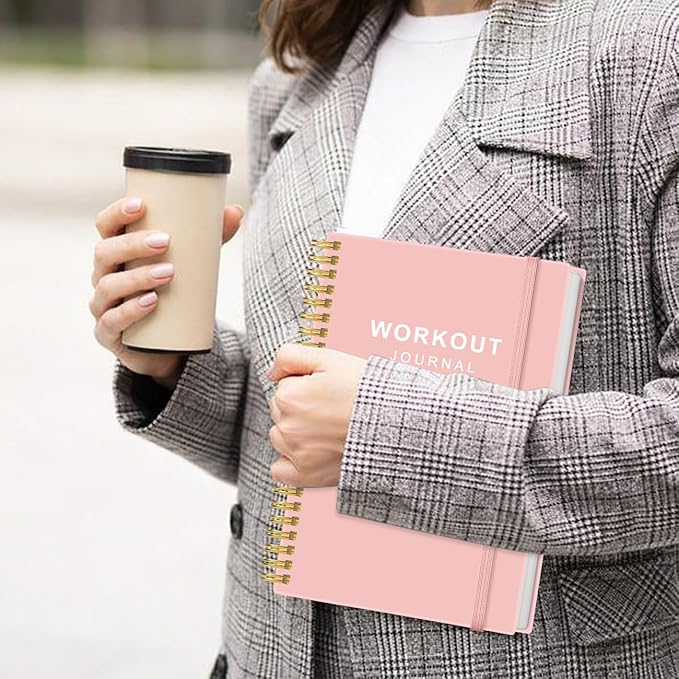 Fitness Journal for Women & Men,A5 Workout Journal/Planner Daily Exercise Log Book to Weight Loss, Gym, Muscle Gain, Bodybuilding Progress, 5.8"x8.3", Pink