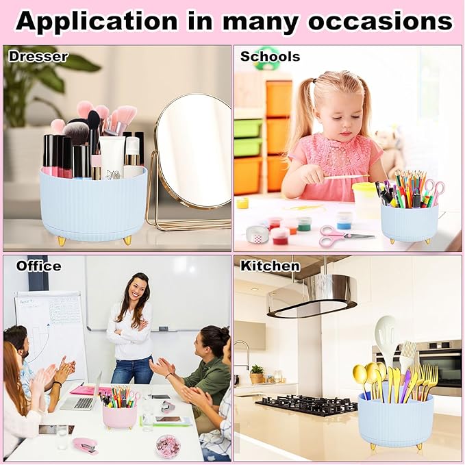 Gawsey Desk Organizers and Accessories Set with 360-Degree Rotating Pen Holder, Tape Dispenser, Stapler, Staple Remover, 1000 Staples, Tape, Clips Set, Ruler, Scissor, Pen