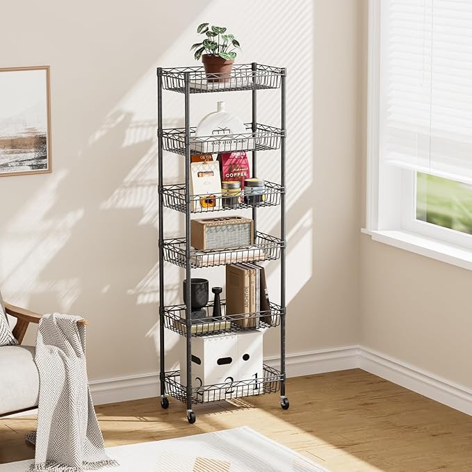 SINGAYE Shelf Closet Wire Shelving:Adjustable Metal Unit for Laundry Room Organization Bathroom Kitchen Home Storage with Wheels Pantry Rack Shelves