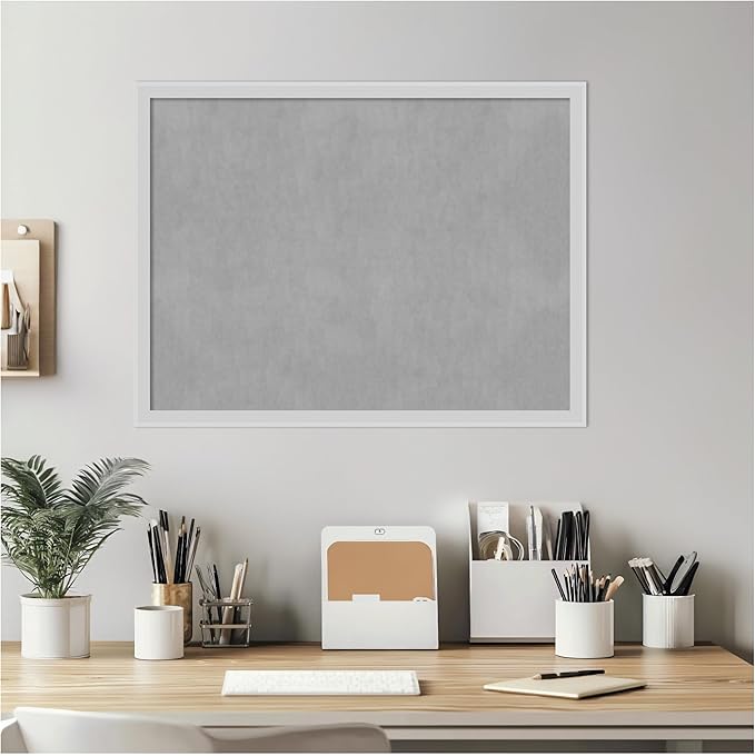 Amanti Art Silver Framed Magnetic Board 19x25 Medium Vision Board for use with Magnets, 100% Metal Sheet to Display Items as Office Decor or for Home Organization in mudroom, Kitchen or Kids Room