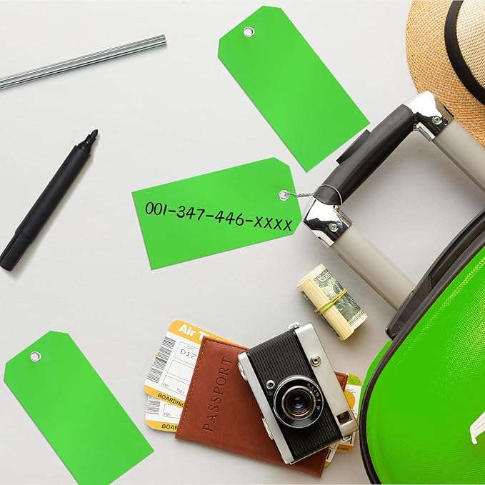 100 Pcs Tags with Wire Shipping Tags with String Write On Stacking Service for Equipment Inventory Storage Parts Valve Car (Green, 6 1/4" x 3 1/8")