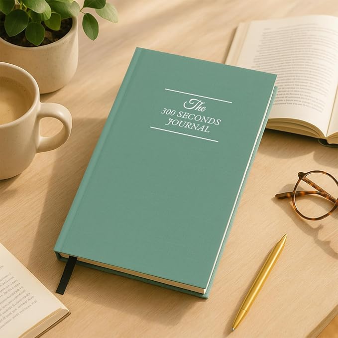 Gratitude Journal for Women & Men – 5 Minute Guided Daily Journal with Prompts for Mindfulness, Self Care & Positive Thinking, 300 Seconds Daily Reflection, Light Green Linen Cover, 2025 Edition