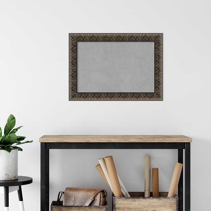 Amanti Art Black Framed Magnetic Board 21x29 Medium Vision Board for use with Magnets, 100% Metal Sheet to Display Items as Office Decor or for Home Organization in mudroom, Kitchen or Kids Room