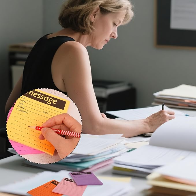 9 Pieces Phone Message Pads for Office, Big Sticky Notes for Wall, Assorted Colors Funny Office Sticky Notes, Urgent While You were Out Message Pad, Work Call, Teacher Supplies (with Black Frame)