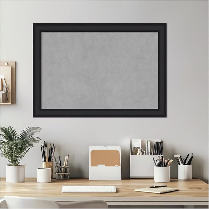 Amanti Art Black Framed Magnetic Board 19x27 Medium Vision Board for use with Magnets, 100% Metal Sheet to Display Items as Office Decor or for Home Organization in mudroom, Kitchen or Kids Room
