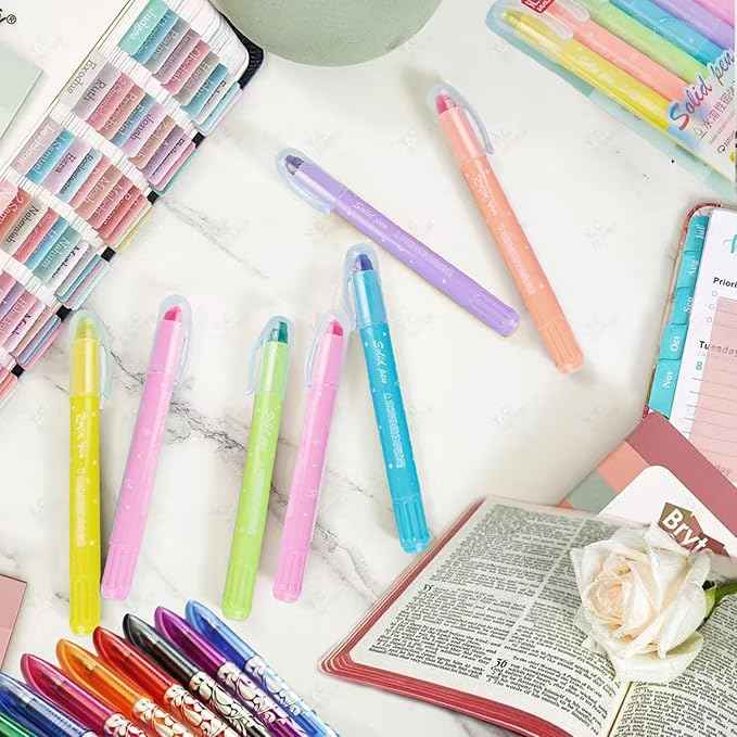 ZAYSWDNS 23 Pcs Bible Journaling Kit, No Bleed, set 6 GelHighlighters 8 Erasable Pens and 8 Refills & 1 Eraser, erasablecolored pens, for Bible Study Journaling Planner Notes School supplies