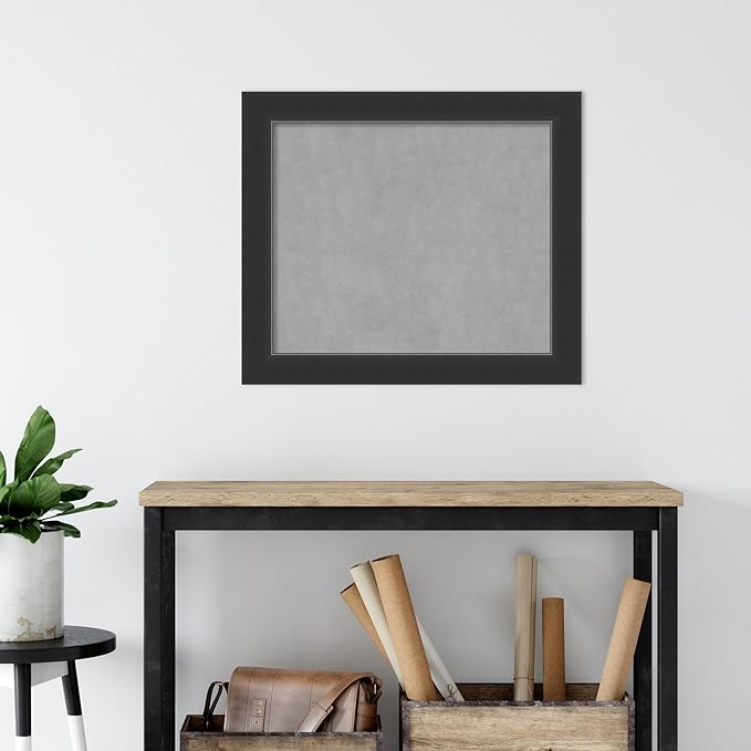 Amanti Art Black Framed Magnetic Board 25x29 Medium Vision Board for use with Magnets, 100% Metal Sheet to Display Items as Office Decor or for Home Organization in mudroom, Kitchen or Kids Room