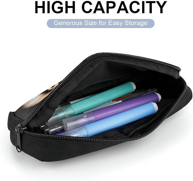 BWQJKUO Pencil Pen Case, Tiger Printed Pouch Big Capacity Pen Bag with Zipper Durable Stationary Storage Bag