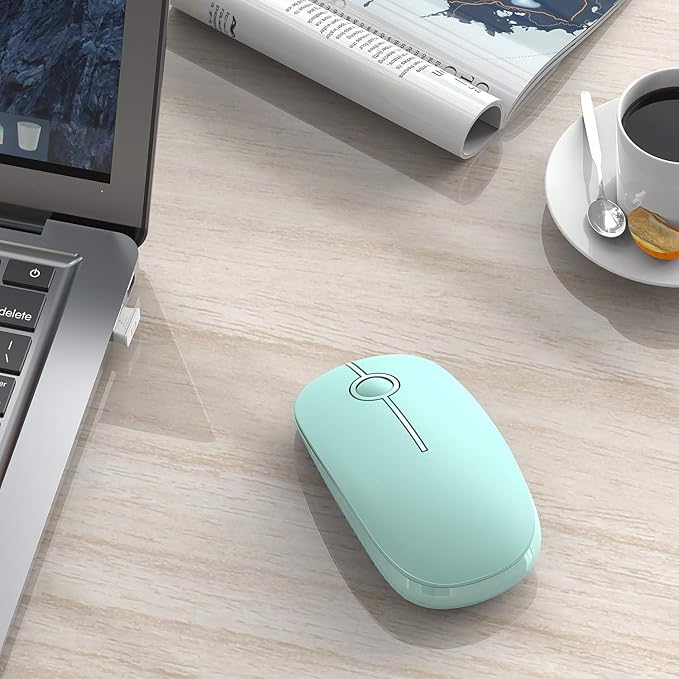 VssoPlor Wireless Mouse, 2.4G Slim Portable Computer Mice with Nano Receiver for Notebook, PC, Laptop, Computer (Mint Green)