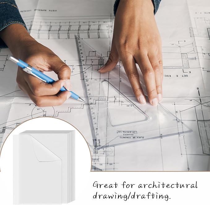100 PCS 11x17 Inch Translucent Vellum Paper 60 GSM Drafting Vellum Tracing Paper Sheets White Translucent Invitation Paper for Drawing Sketching Wedding Architecture Building Ink (Can't Print)