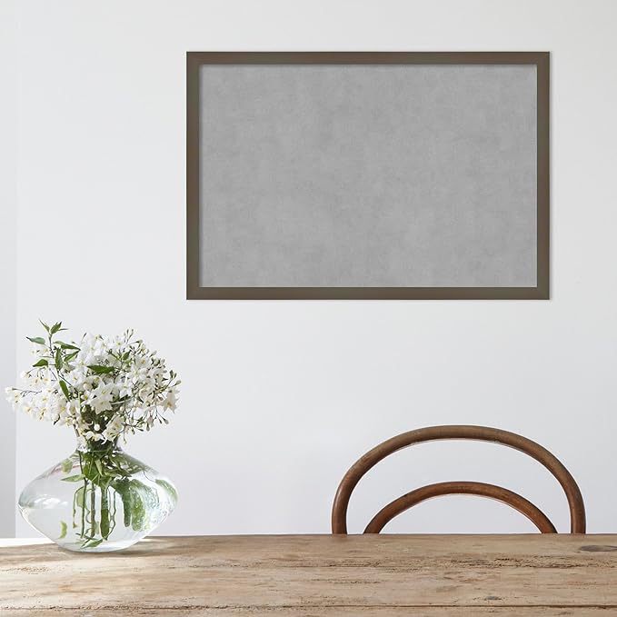 Amanti Art Grey Framed Magnetic Board 17x25 Medium Vision Board for use with Magnets, 100% Metal Sheet to Display Items as Office Decor or for Home Organization in mudroom, Kitchen or Kids Room