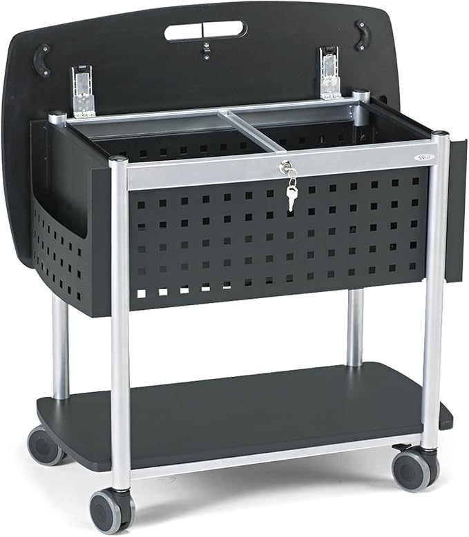 Safco Scoot Mobile File Cart with Work Surface, Fits Letter and Legal-Size Hanging Folders, Includes a Locking Lid & Key