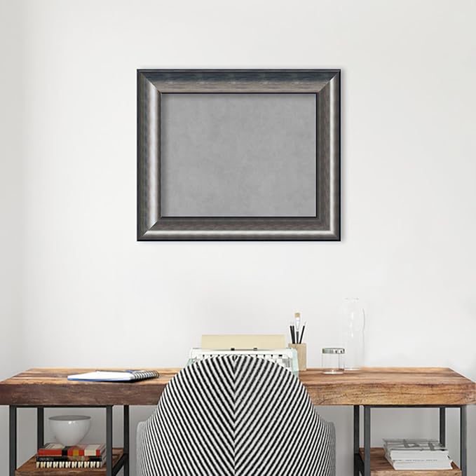 Amanti Art Silver Framed Magnetic Board 22x26 Small Vision Board for use with Magnets, 100% Metal Sheet to Display Items as Office Decor or for Home Organization in mudroom, Kitchen or Kids Room