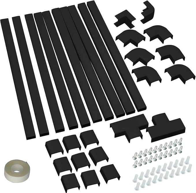 Cord Cover Raceway Kit - 157" Cable Concealer, Wire Hider for TV Wall Mounting and Wire Management, Black