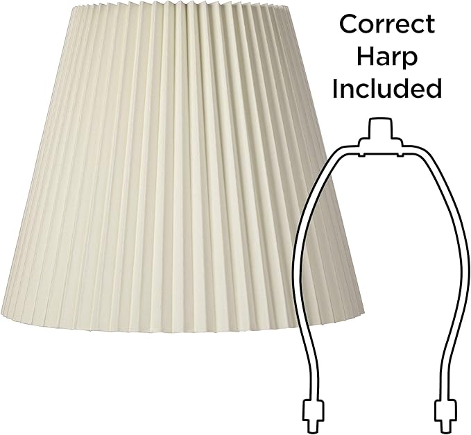 10" Top x 17" Bottom x 14 1/2" High x 14 3/4" Slant Lamp Shade Replacement Large Ivory White Bell Round Traditional Pleated Spider Harp Finial - Springcrest