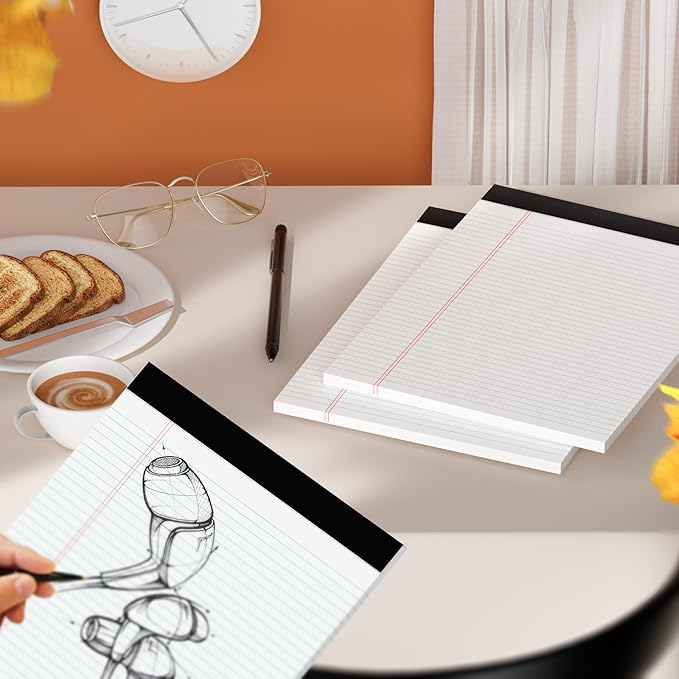 Legal Pads 8.5 x 11 White Note Pads 2 Pack - Double-Sided Printing & Perforated College Ruled Sheets - 30 Sheets Premium Thick Paper, No Ink Bleeding - Good for Office Supplies, Homework, Notes