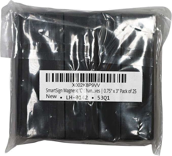 SmartSign Magnetic 'C' Channel Label Holders for Metal Racks and Shelves | 0.75" x 3" Pack of 25