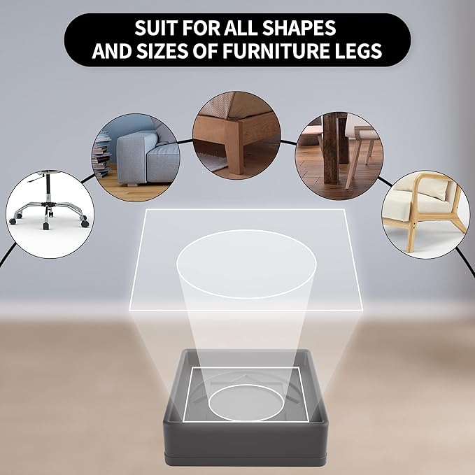 Furniture Pads Yelanon Floor Shield – 2" Round Caster Cups 8 PCS – Non-Skid Bed Stoppers, Heavy Duty Rubber Coasters – Protect Hardwood & Tile Floors!