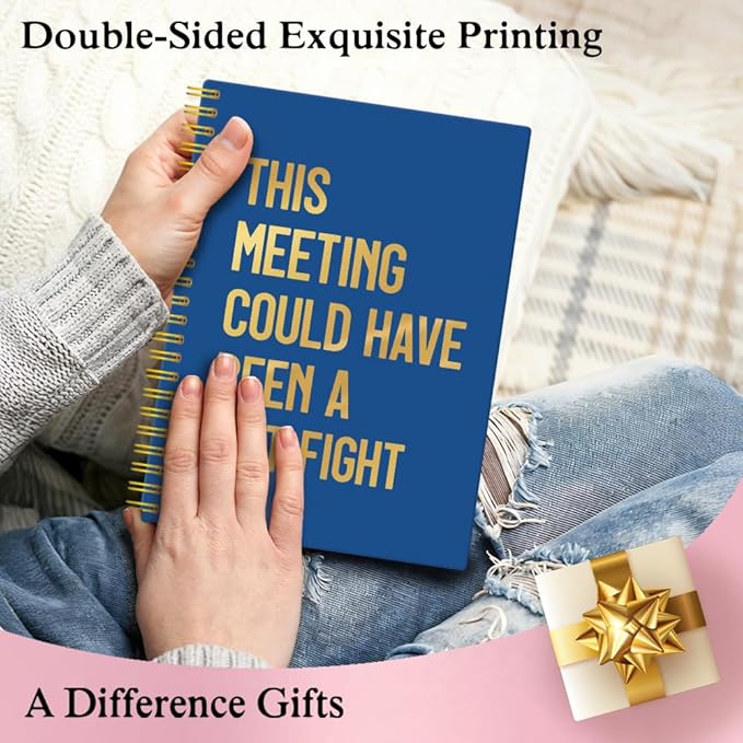 XQLZY This Meeting Could Have Been A Fist Fight Navy Blue Spiral Notebook, Funny Corporate Humor Notepad, Office Sarcastic Humor Gifts for Men Women Coworker BFF Friend, Coworker Christmas Gifts