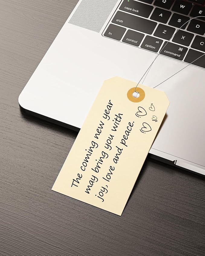 Uniclife 200 Pcs Manila Tags Blank Shipping Tags with Wire Attached 4.7 Inch Paper Hang Tag with Reinforced Eyelet Large Marking Writable Price Inventory Label Tag, 4.7" x 2 3/8"