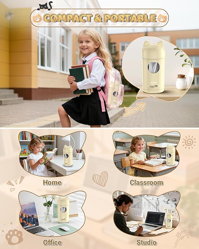 AFMAT Electric Pencil Sharpener, Colored Pencil Sharpener for φ7-8mm Pencils, Auto in & Out, Rechargeable & Cordless, Fully Automatic Hands-Free Pencil Sharpeners for Classroom Home Office PSX9