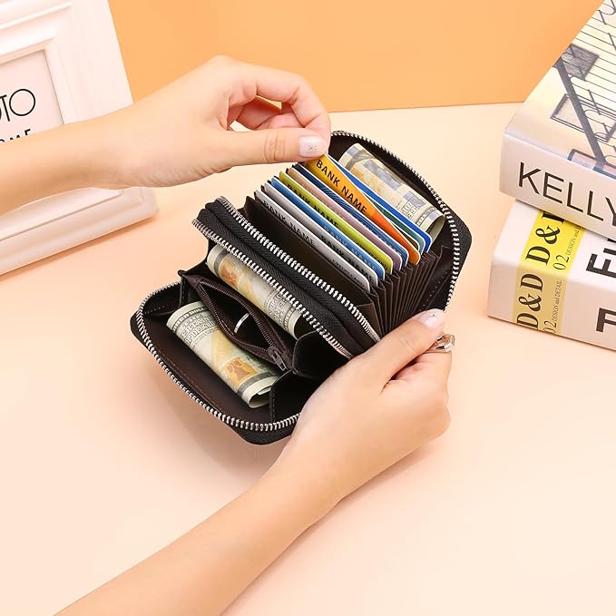 GOIACII Small Genuine Leather Wallet for Women, RFID Blocking Credit Card Holder Wallet