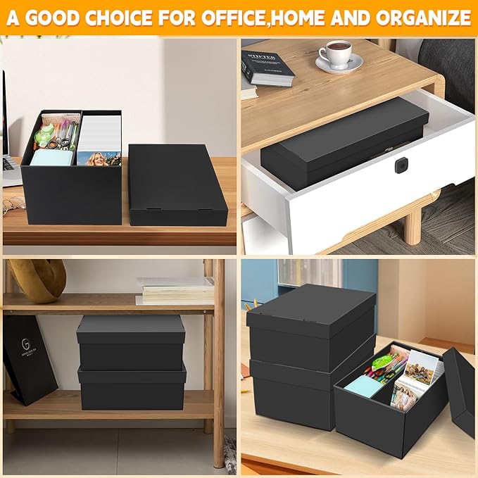 REAQUE 4 Pack Photo Storage Boxes for 4" x 6" Pictures – 2-Compartment Portable Photo Organizer Boxes with Lids, Craft Supply Container for Stickers, Scrapbooking, Stamps, Seeds, Memory Keepsakes