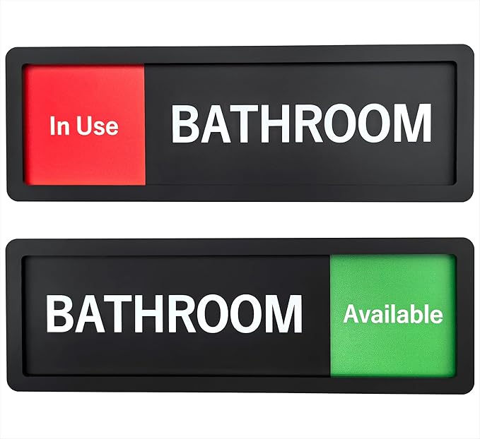 Bathroom Sign – In Use/Available Slide Switch Sign, Premium Durable Acrylic Material, Super Strong Self-Adhesive, Quick Installation, Suitable For Your Home And Business (9×3 Inches, Black)