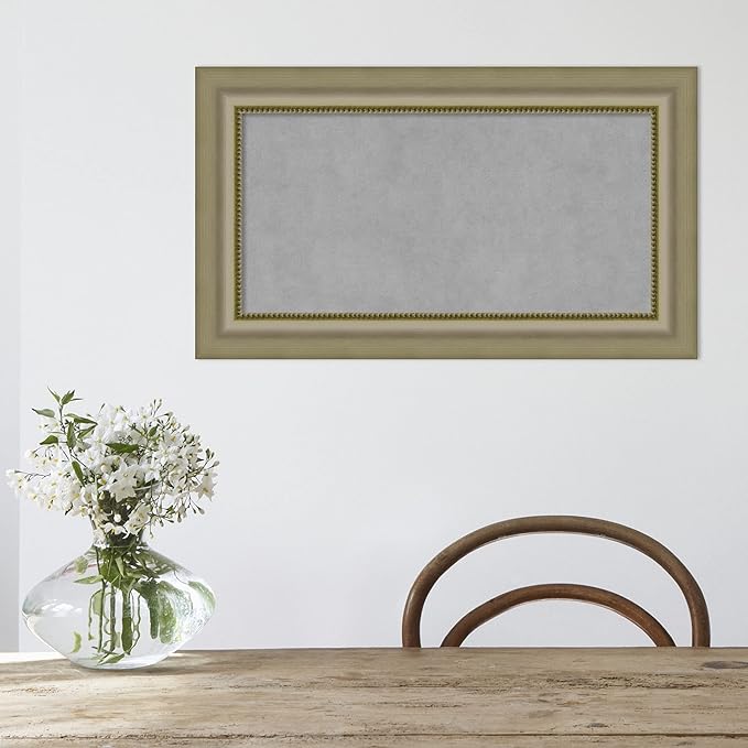 Amanti Art Silver Framed Magnetic Board 17x29 Small Vision Board for use with Magnets, 100% Metal Sheet to Display Items as Office Decor or for Home Organization in mudroom, Kitchen or Kids Room