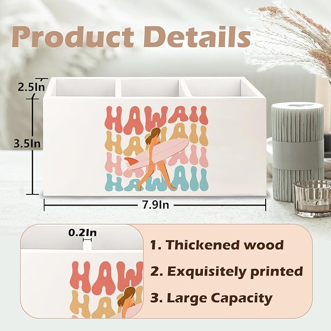 URLLUAE Hawaii Aloha Surf Girl Beach Wooden Pen Pencil Holder for Office Desk Accessories, Gifts for Beach Lovers Surf Enthusiasts Surfers Makeup Brush Toothbrush Holder Organizer