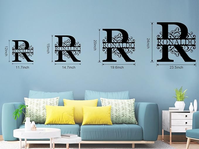 ENFODREAM Custom Metal Name Sign | Personalized Split Letter Monogram | Rustic Roman Style | 12",16",18",24" | Wall Mount | Home & Office Decor | Wedding &