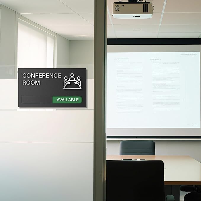 Conference Room Sign - In A Meeting Sign for Office Door, Do Not Disturb, In Use/Available Slider Indicator for Office Tell Whether Meeting Room is In Session