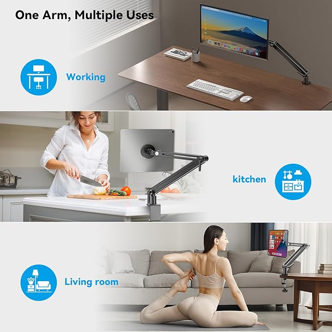 Jakeko Strong Magnetic Portable Monitor Desk Clamp - 75mm VESA Mount 4.7" 12.9" 15.6" 16" 17.3" 18.5 inch 360° Rotate Base Tablet Holder Arm JK07B1
