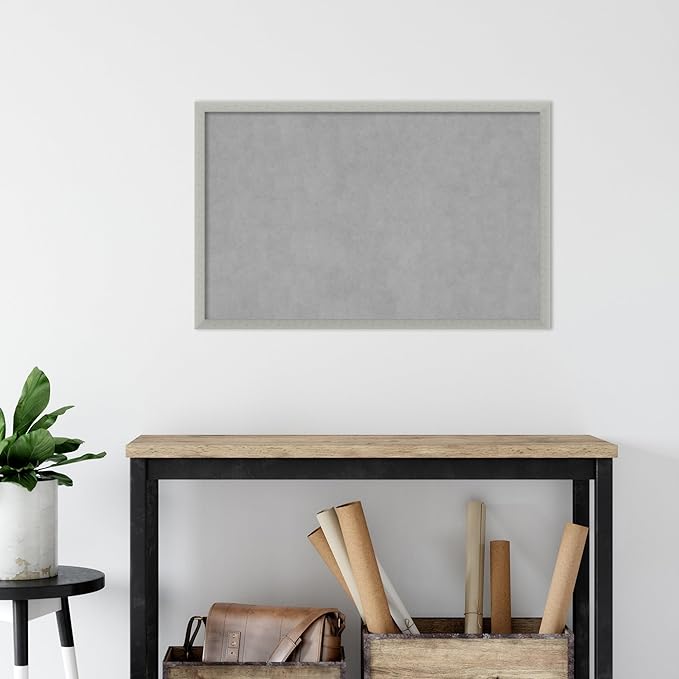 Amanti Art Silver Framed Magnetic Board 22x34 Large Vision Board for use with Magnets, 100% Metal Sheet to Display Items as Office Decor or for Home Organization in mudroom, Kitchen or Kids Room