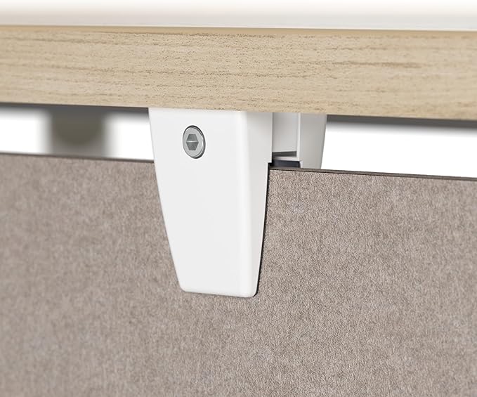Bush Business Furniture 70W Desktop Privacy Screen in Warm Beige, Desk Mounted Office Partition with Acoustic Sound Dampening Panel