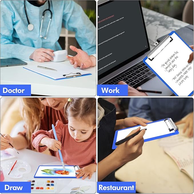 2 PCS Blue Plastic Clipboard with Pen Holder,Nursing Clipboard Standard Letter A4 Size,Thickened Clip Boards 8.5x11,Hanging Clipboards for Women Kids Students School Office Home