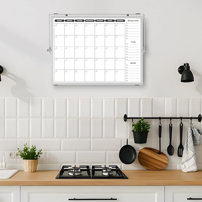 Planning Boards,White Board Dry Erase Calendar with Stand,Double-Sided Weekly Calendar Schedule Board with Time Slots&Monthly Planner with to DO List for Desk and Wall 16"×12"(1 Pack)