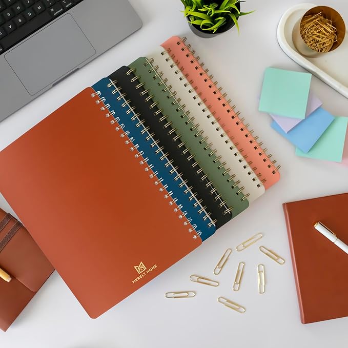 Merely Home | Durable & Sleek | Undated Daily and Weekly Planner | 8.25" x 11.75" | To Do List Notebook for Work | Simple Design | Multiple Layouts | Planner and Notebook in One (Rust, Daily Planner - Portrait)