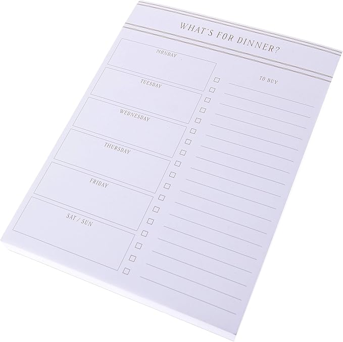Graphique Large Magnetic Notepad, Gold Stripes–150 Sheets, 6” x 8”–Front Says,“What’s For Dinner”, Sticks to Any Magnetic Surface, Perfect for Shopping Lists, Makes a Great Gift (MLN002)